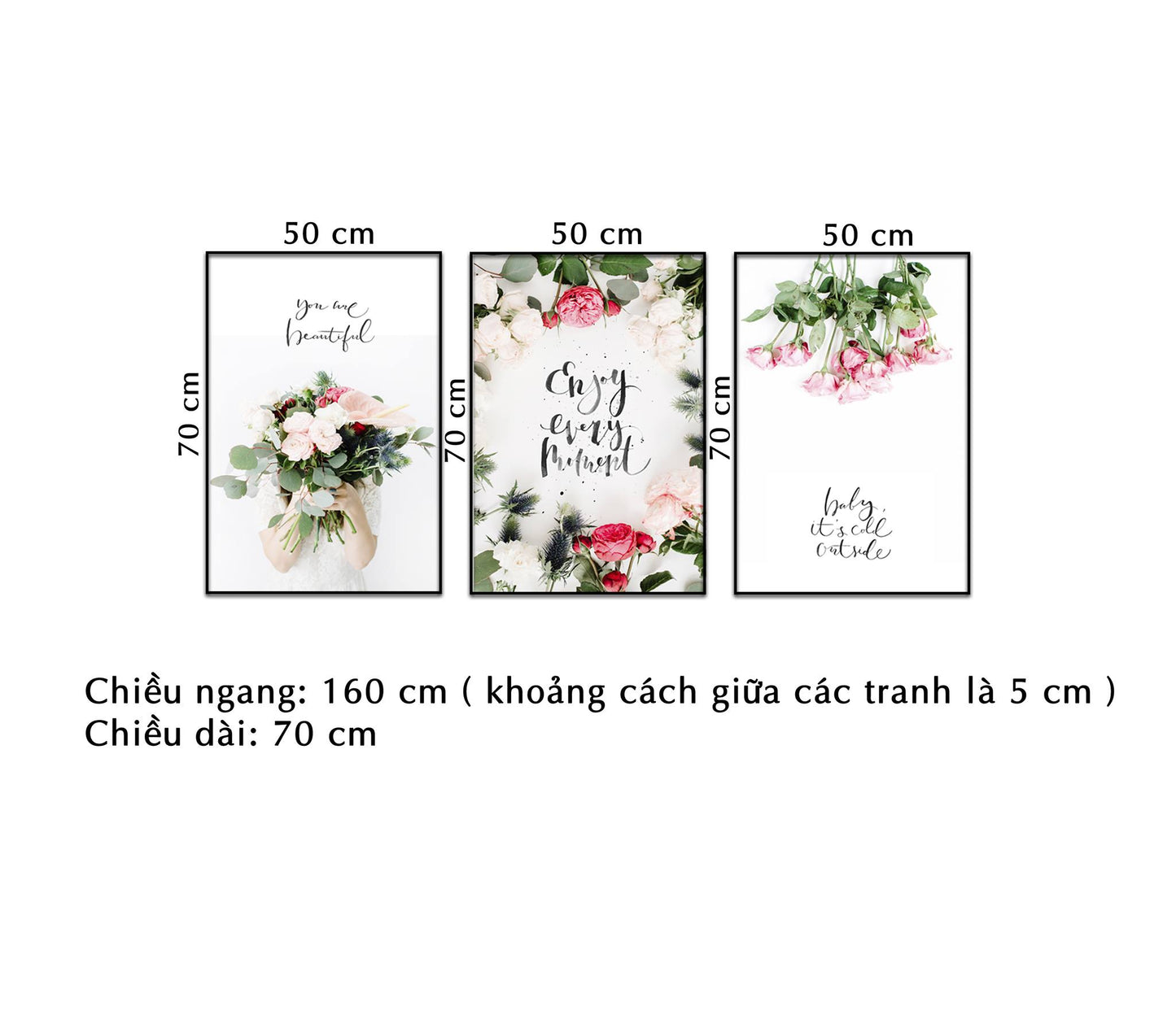Bộ 3 Tranh Hoa Hồng Ấn Tượng - NT234