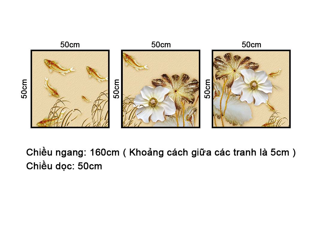 Bộ 3 Tranh Hoa Nhẹ Nhàng - NT150