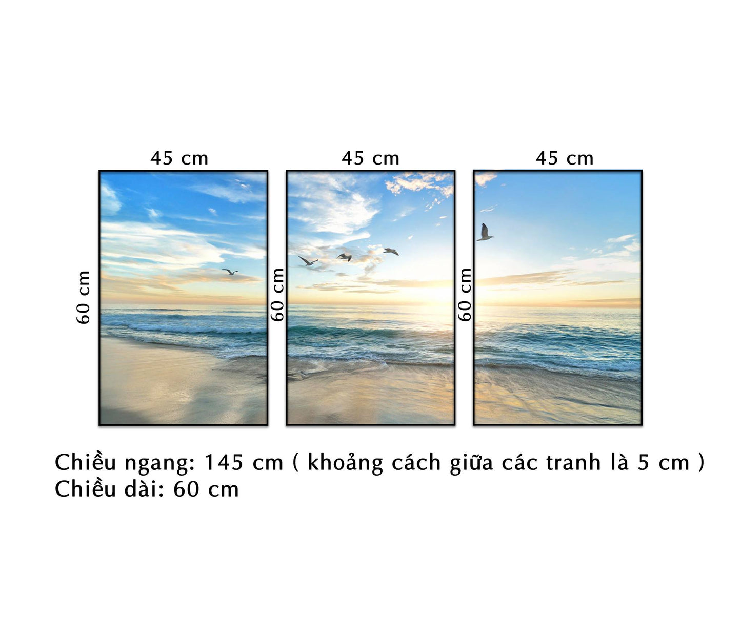 Bộ 3 Tranh Bình Minh Trên Biển - NT102