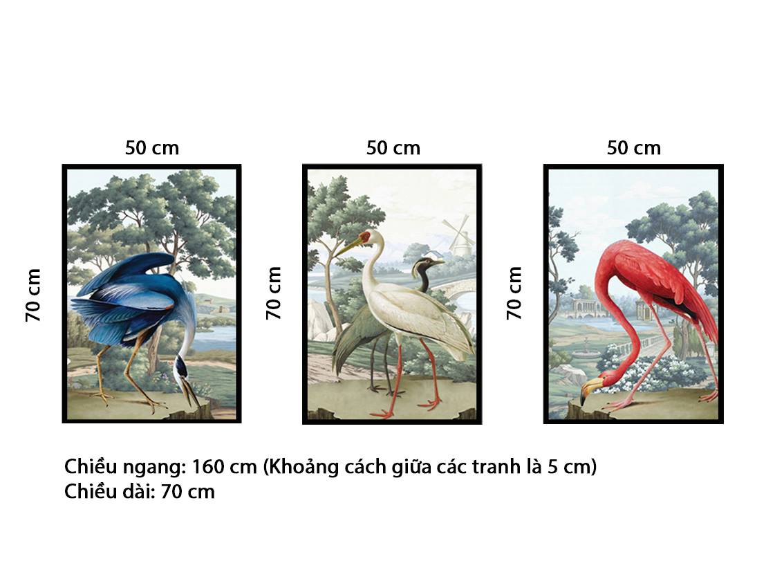 Bộ 3 Tranh Hồng Hạc Nghệ Thuật - NT175