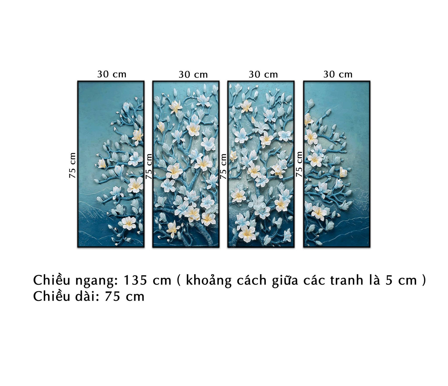 Bộ 4 Tranh Hoa Nhẹ Nhàng - NT121