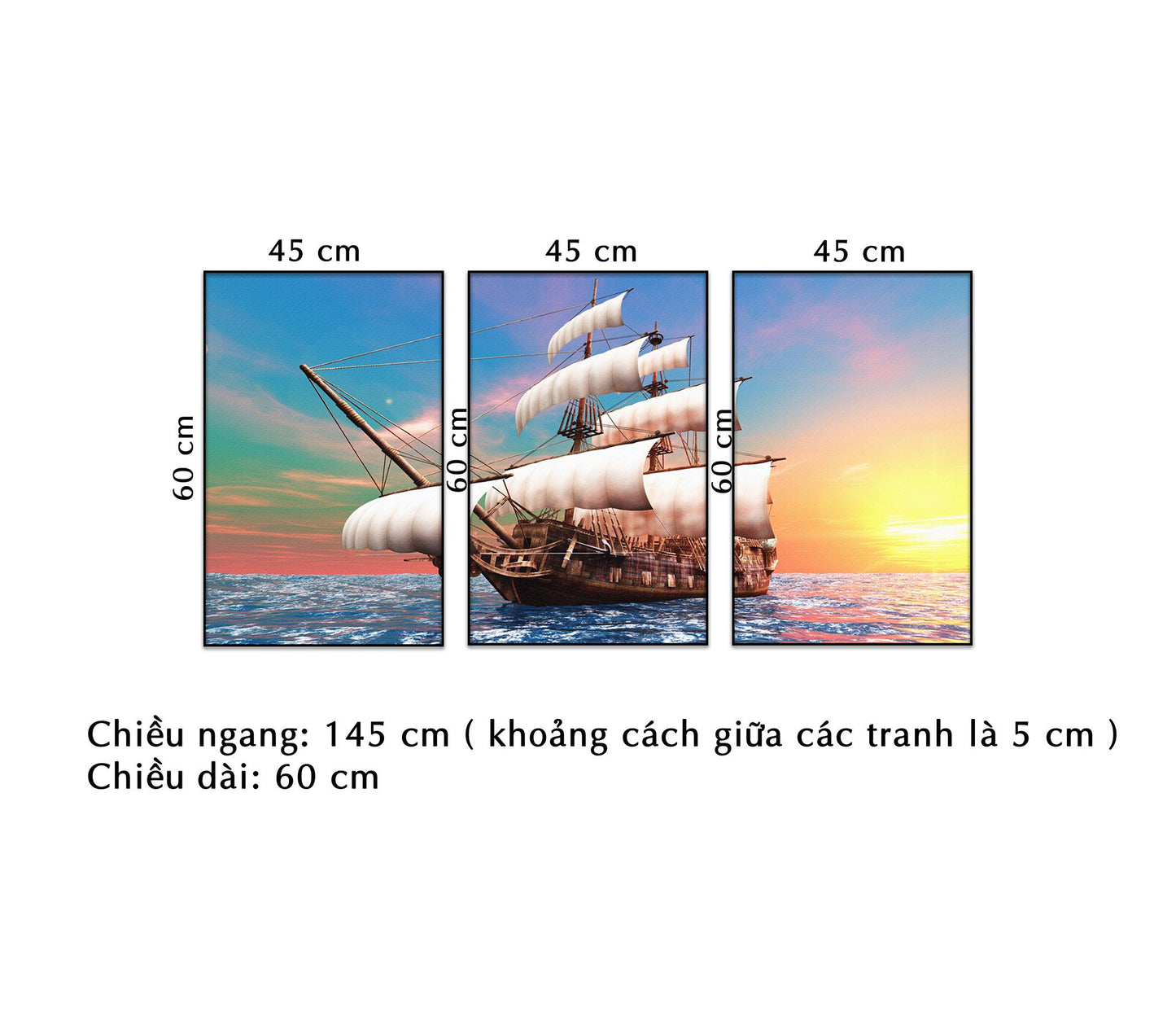 Bộ 3 Tranh Cánh Buồm Ra Khơi - NT092