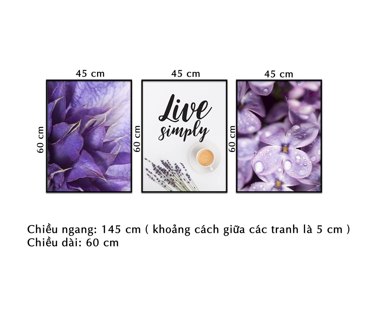 Bộ 3 Tranh Hoa Tím Nghệ Thuật - NT204