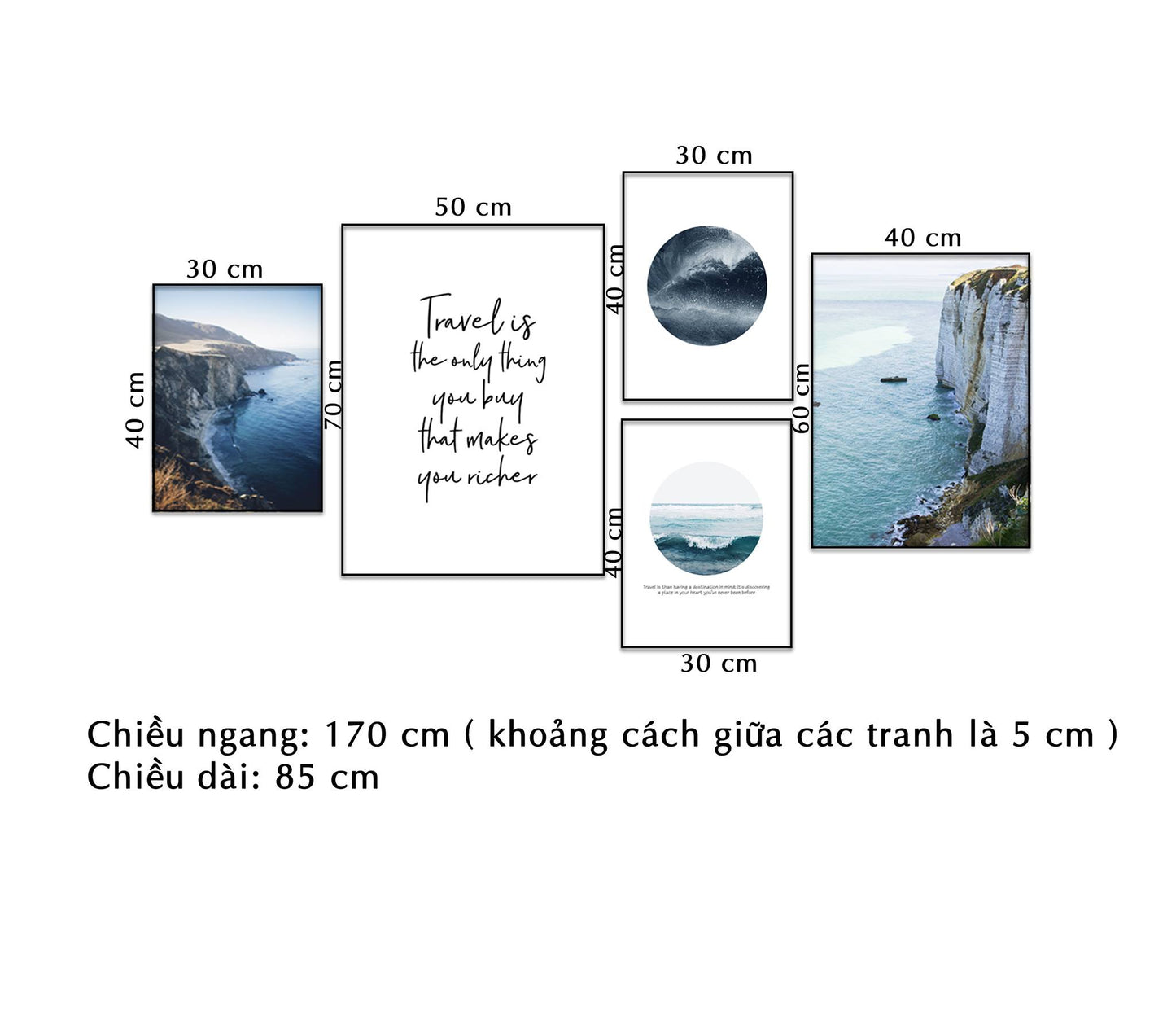 Bộ 5 Tranh Biển Cả Và Quotes - NT072