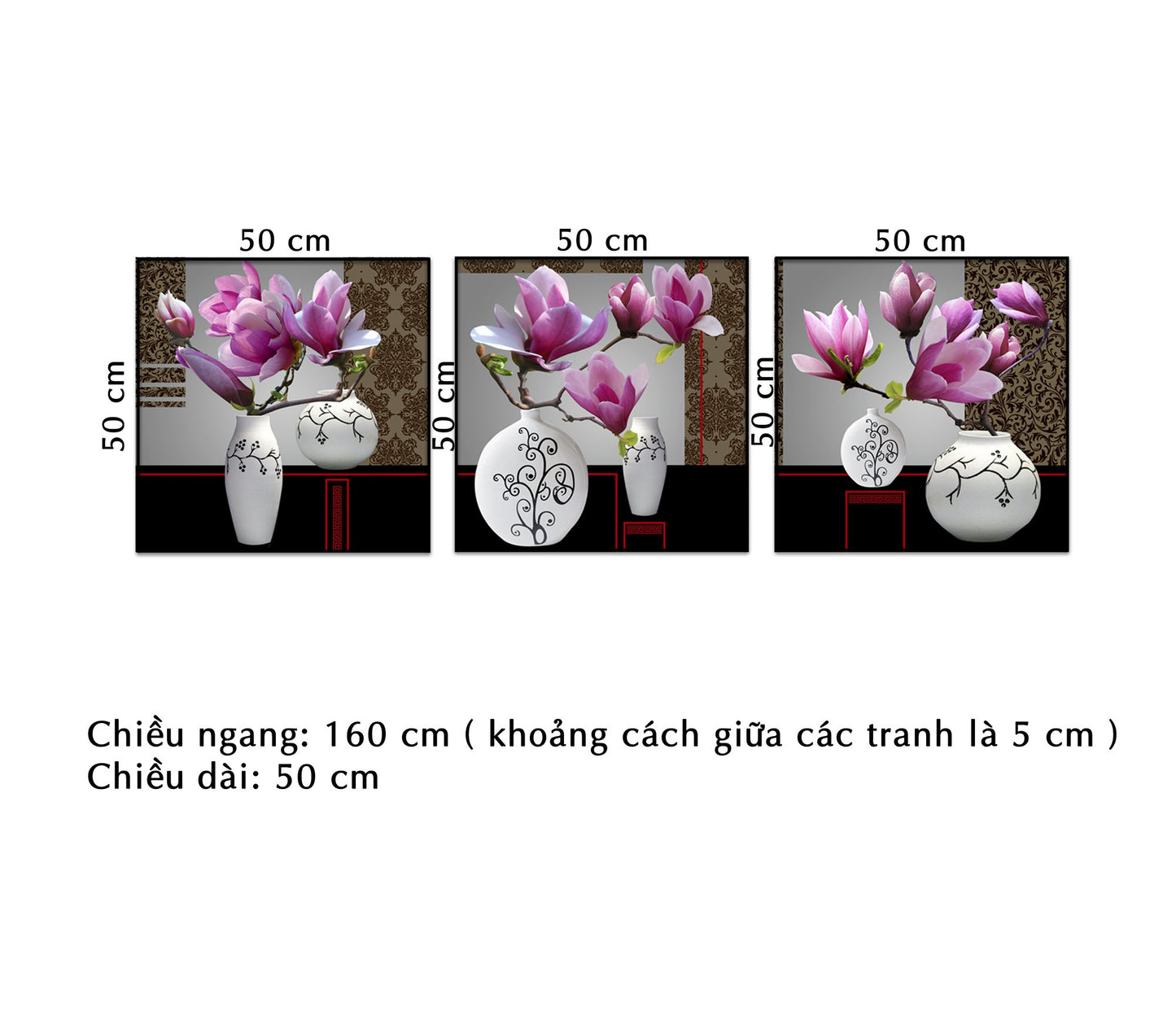 Bộ 3 Tranh Hoa Sắc Tím - HD745