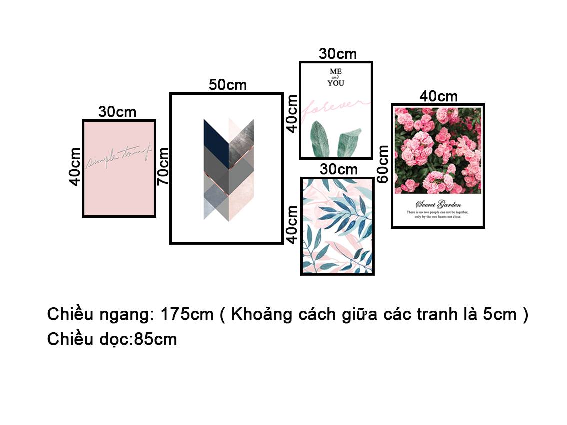 Bộ 5 Tranh Hoa Lá - NT223