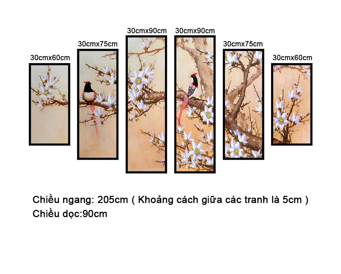 Bộ 6 Tranh Đôi Chim Trên Cành Hoa - NT151