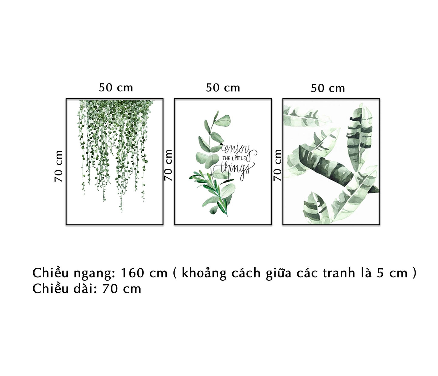 Bộ 3 Tranh Lá Cây Xanh - NT192
