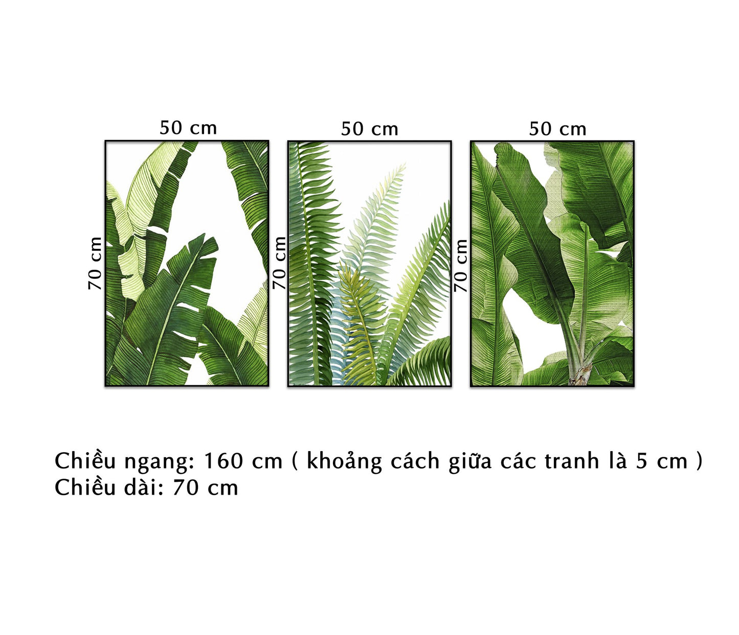 Bộ 3 Tranh Lá Xanh - NT083