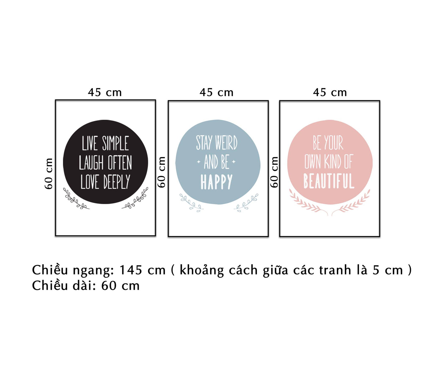 Bộ 3 Tranh Quotes Đơn Giản - NT105