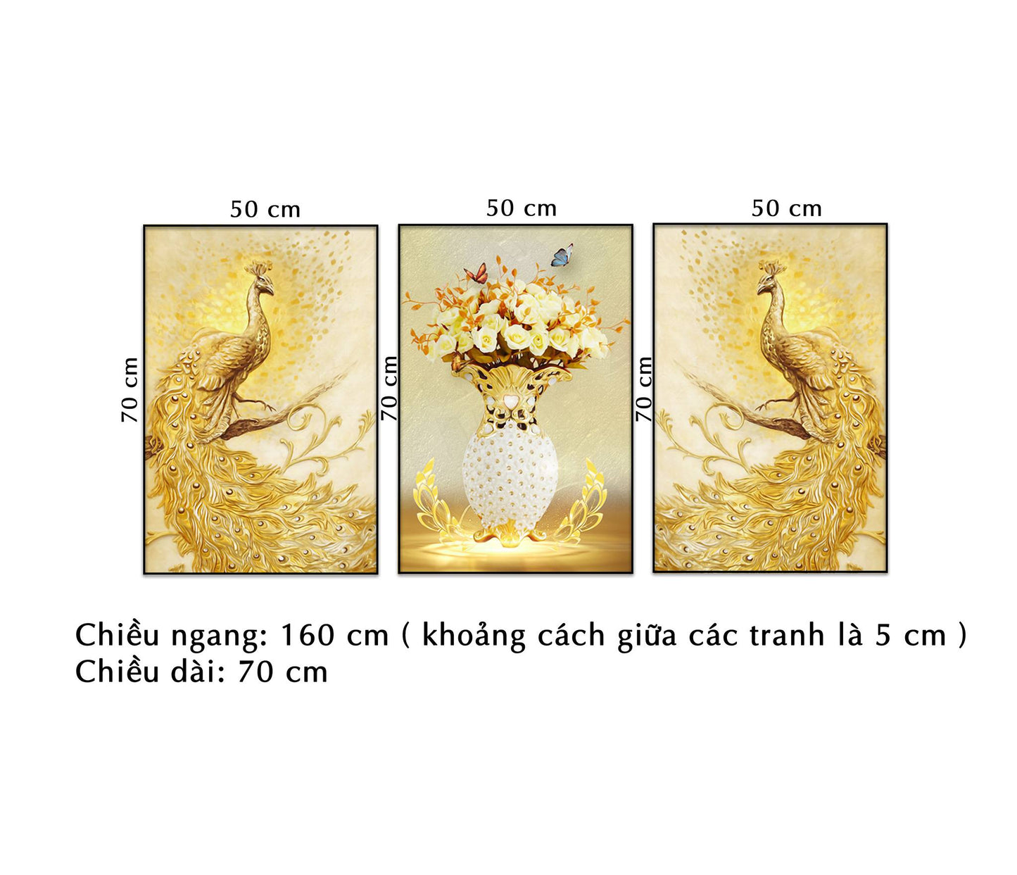 Bộ 3 Tranh Đôi Mãn Đường Sắc Vàng - HD095