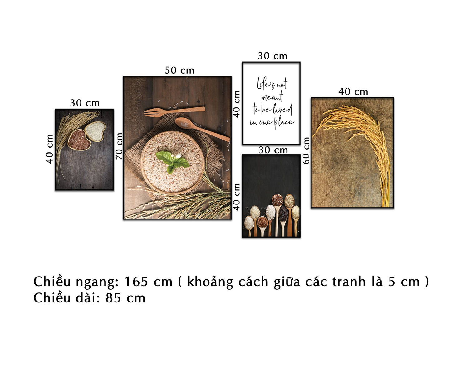 Bộ 5 Tranh Lúa Gạo Và Quotes - NT221