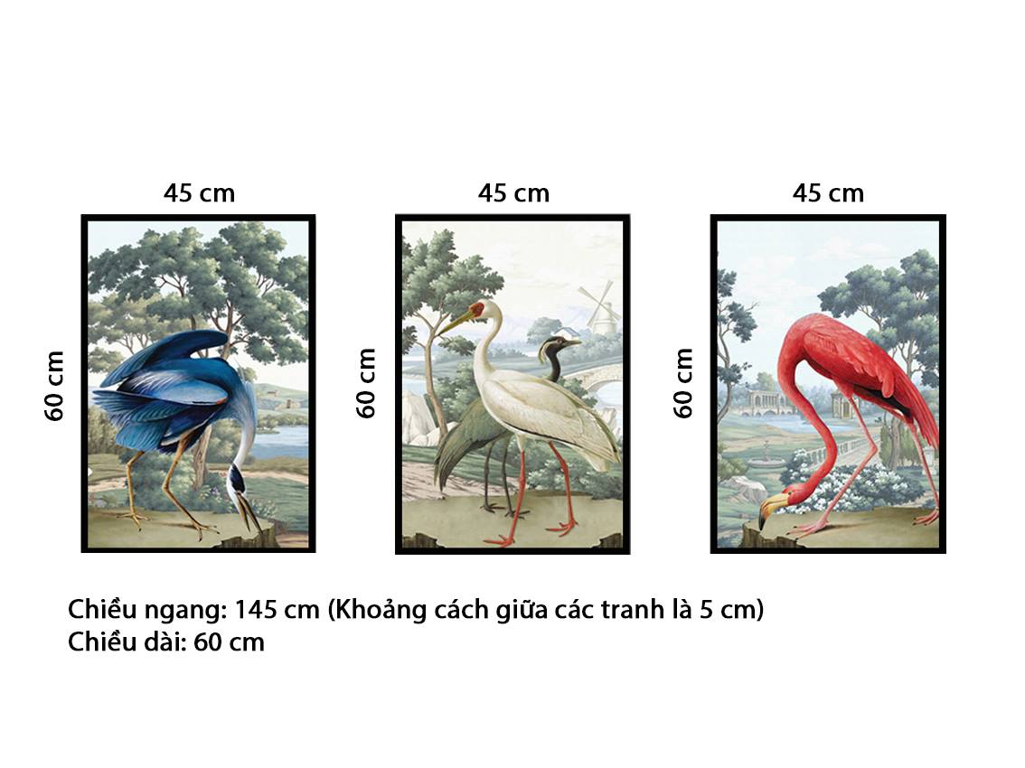 Bộ 3 Tranh Hồng Hạc Nghệ Thuật - NT175