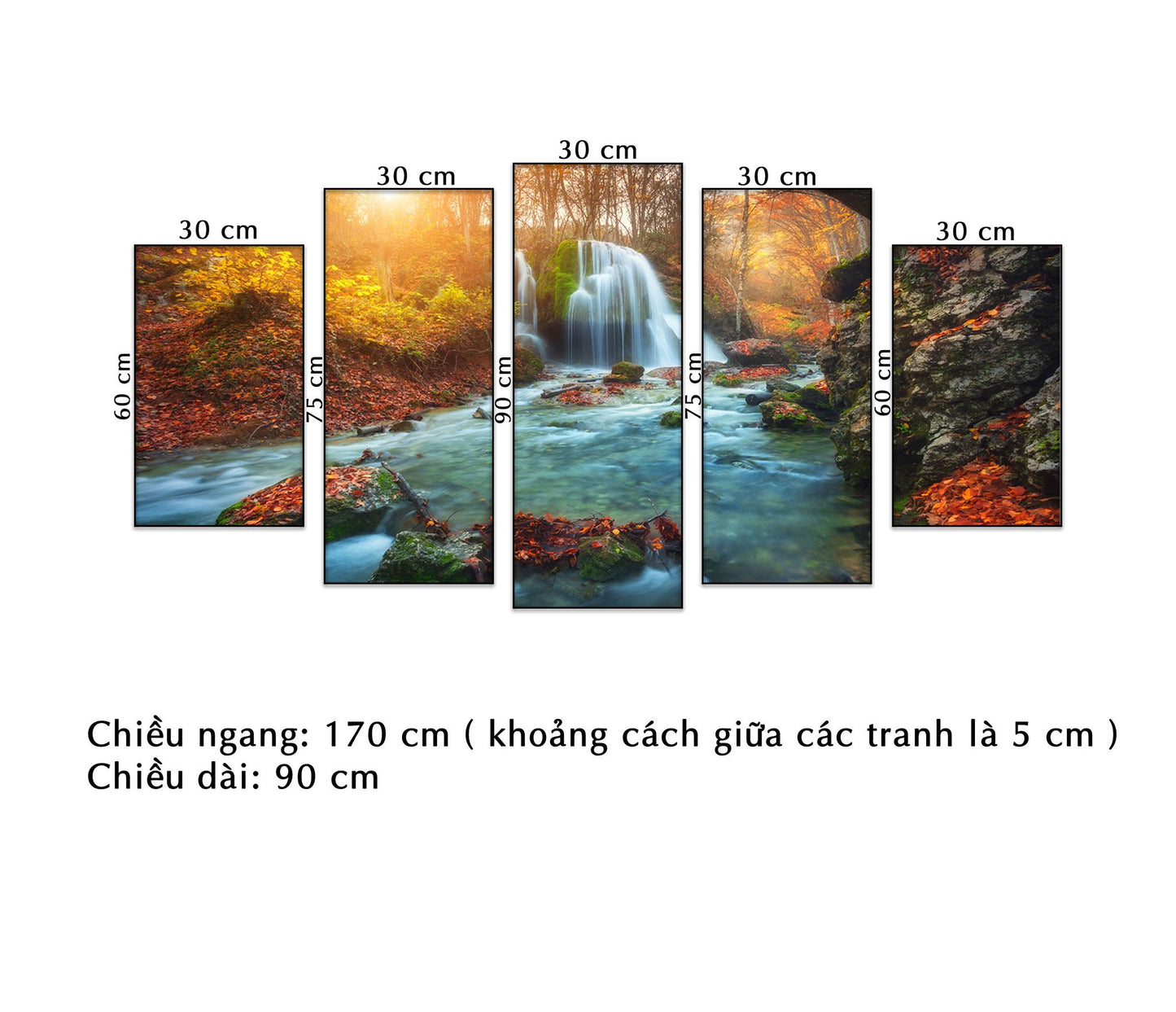 Bộ 5 Tranh Thác Nước Mùa Thu - NT094