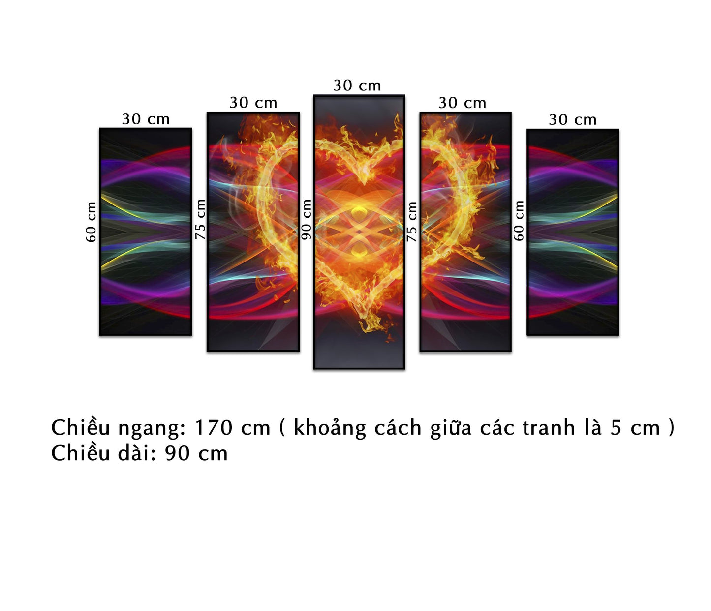 Bộ 5 Tranh Trái Tim Rực Lửa - NT247