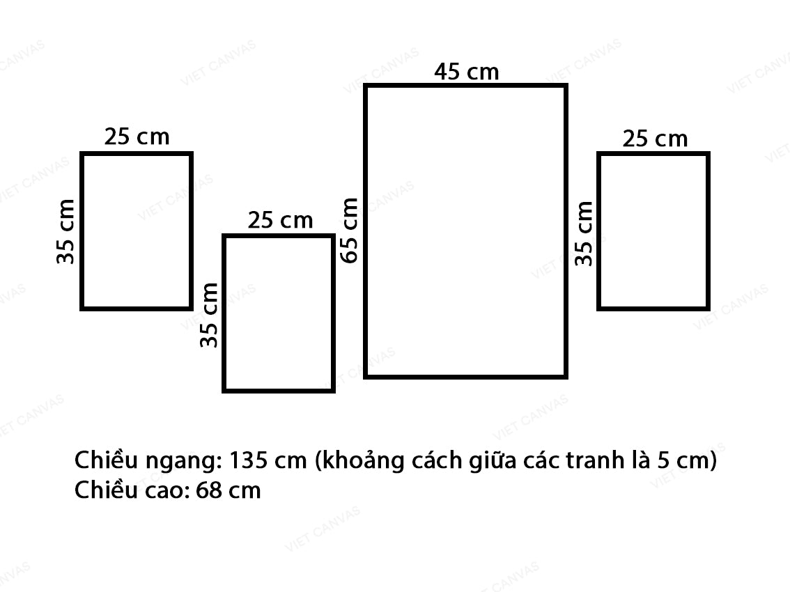 Bộ 4 Tranh Hoa, Người Và Chữ Sinh Động - VX195.3