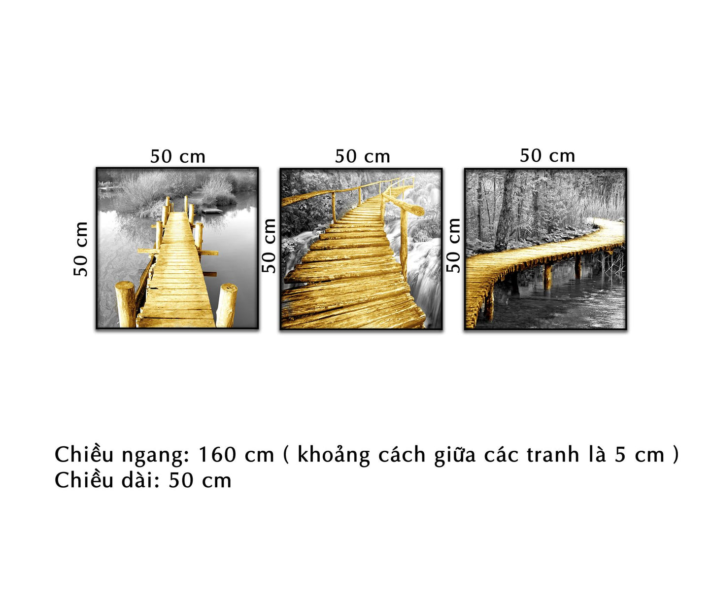 Bộ 3 Tranh Chiếc Cầu Vàng - NT274
