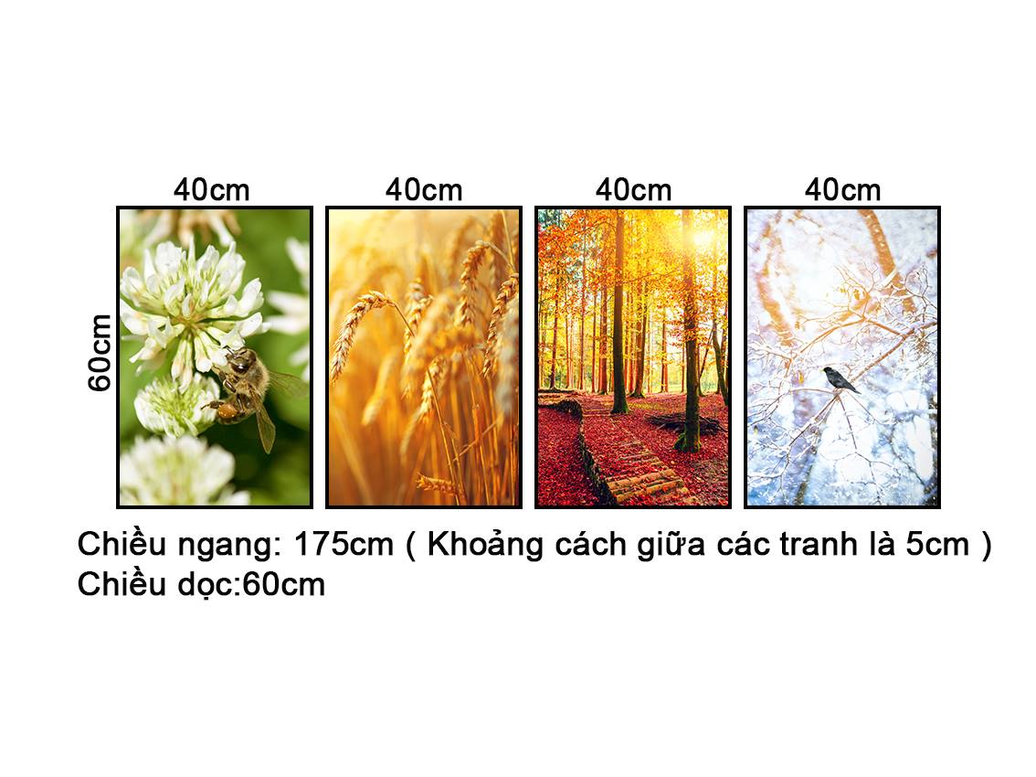 Bộ 4 Tranh Xuân Hạ Thu Đông - NT330