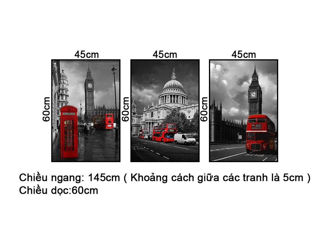Bộ 3 Tranh Phong Cảnh Đồng Hồ Big Ben Châu Âu - NT356