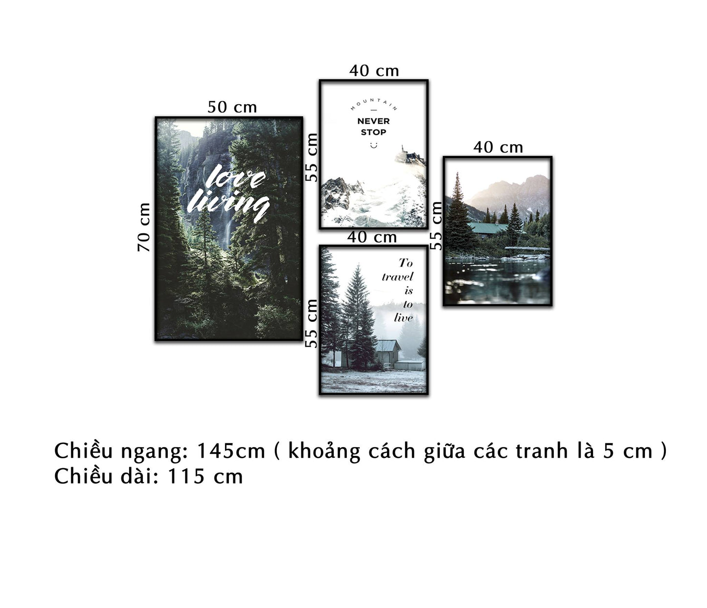 Bộ 4 Tranh Love Living - NT309