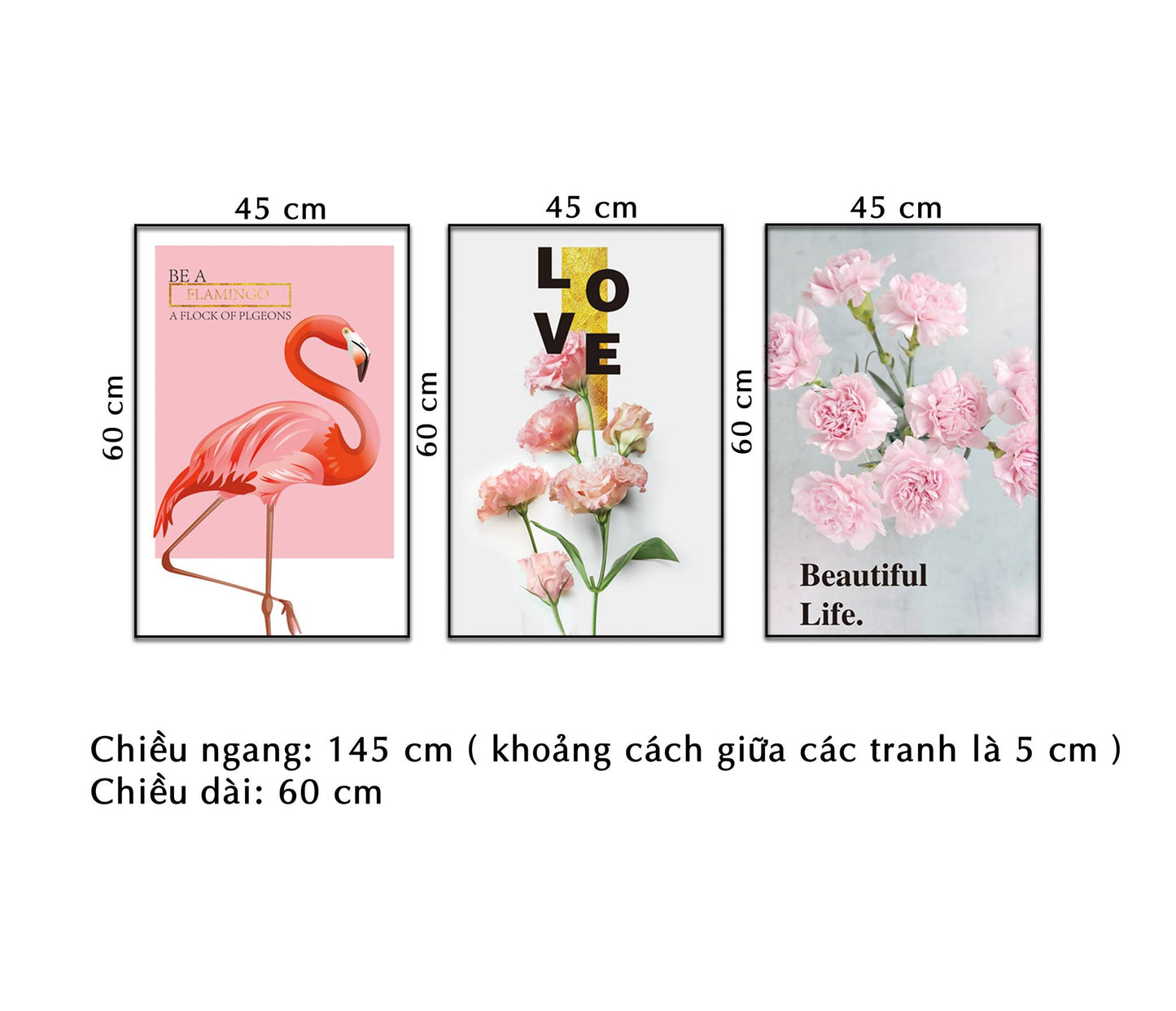 Bộ 3 Tranh Hoa Và Hồng Hạc - NT287