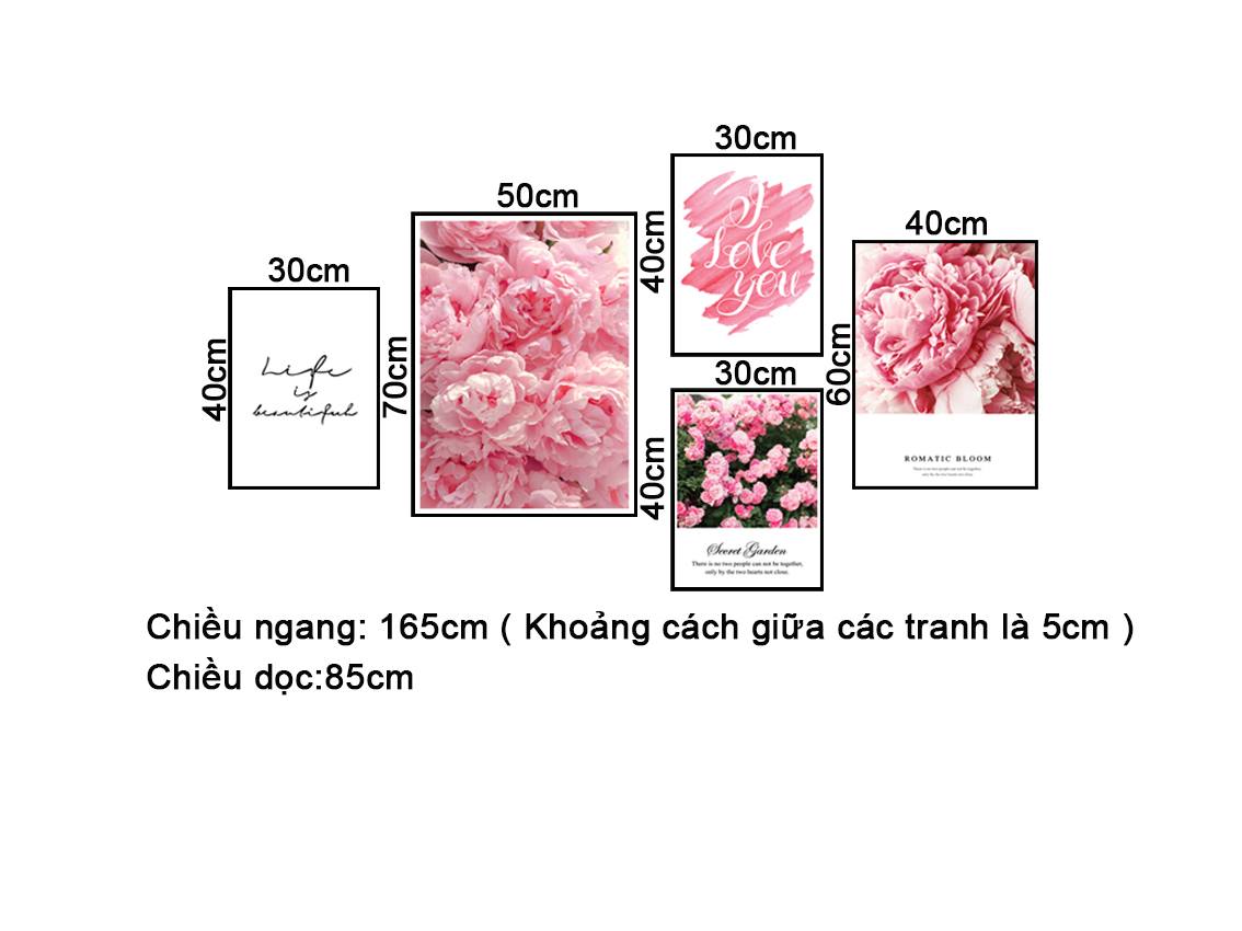 Bộ 5 Tranh Garden Flowers - NT332
