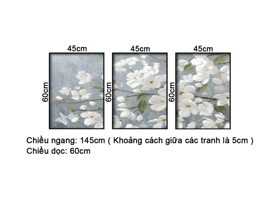 Bộ 3 Tranh Cánh Hoa Trắng Tinh Khôi - NT348