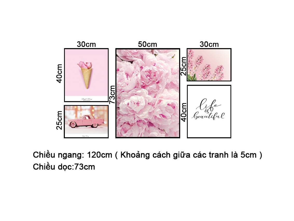 Bộ 5 Tranh Life Is Love - NT315