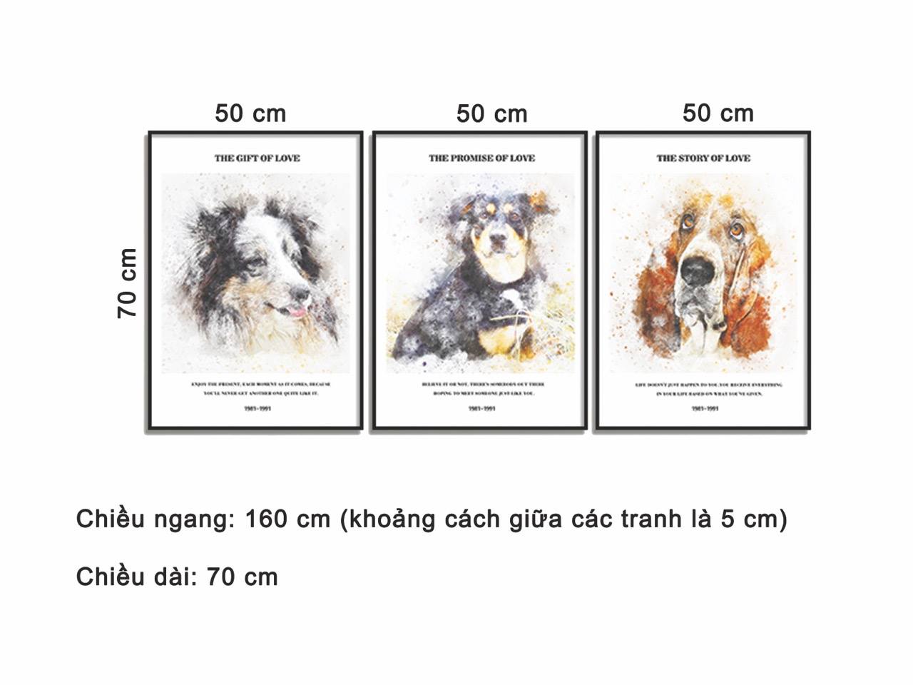 Bộ 3 Tranh Những Chú Chó - NT313