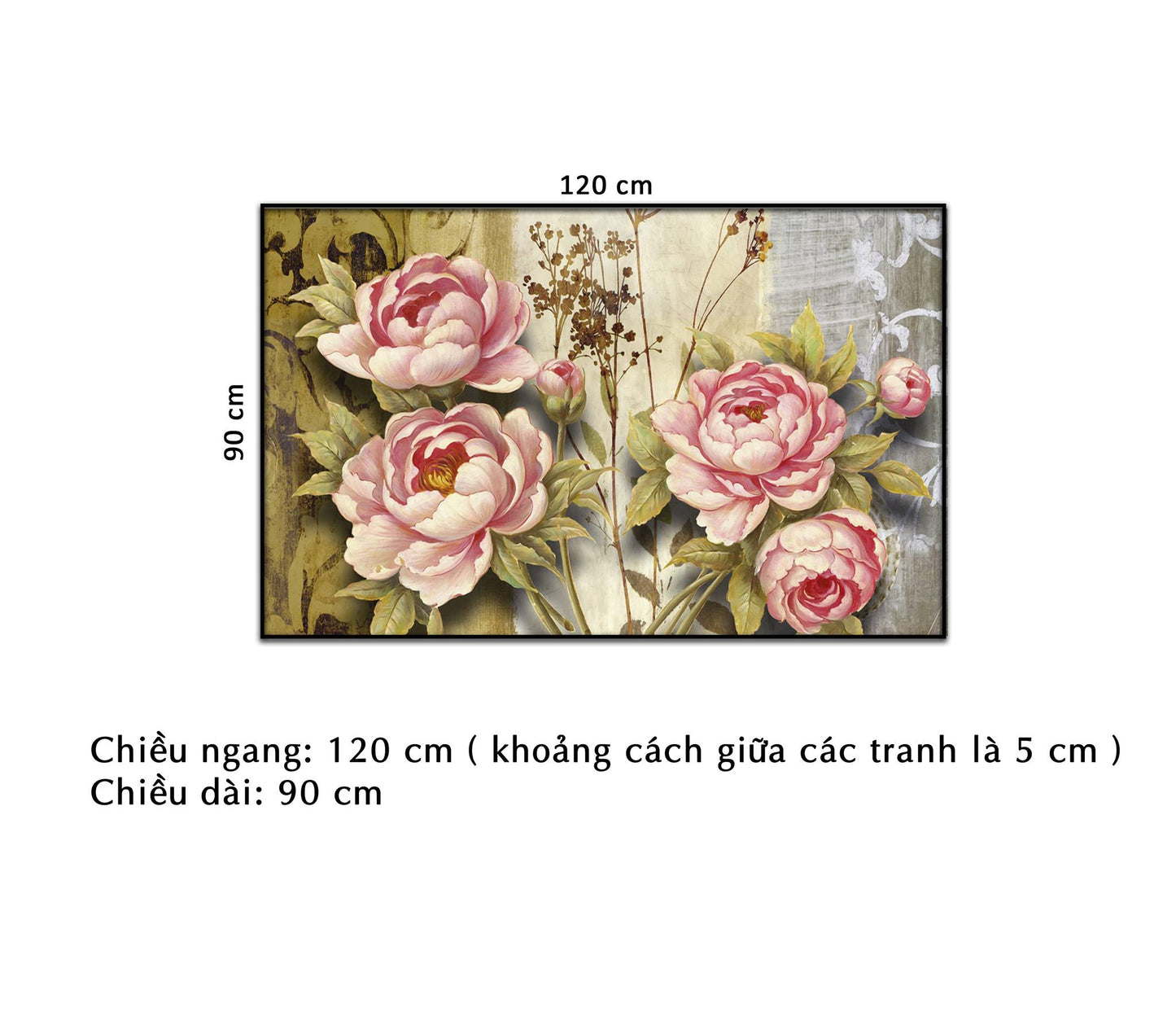 Tranh Hoa Mẫu Đơn Sắc Hồng - NT346