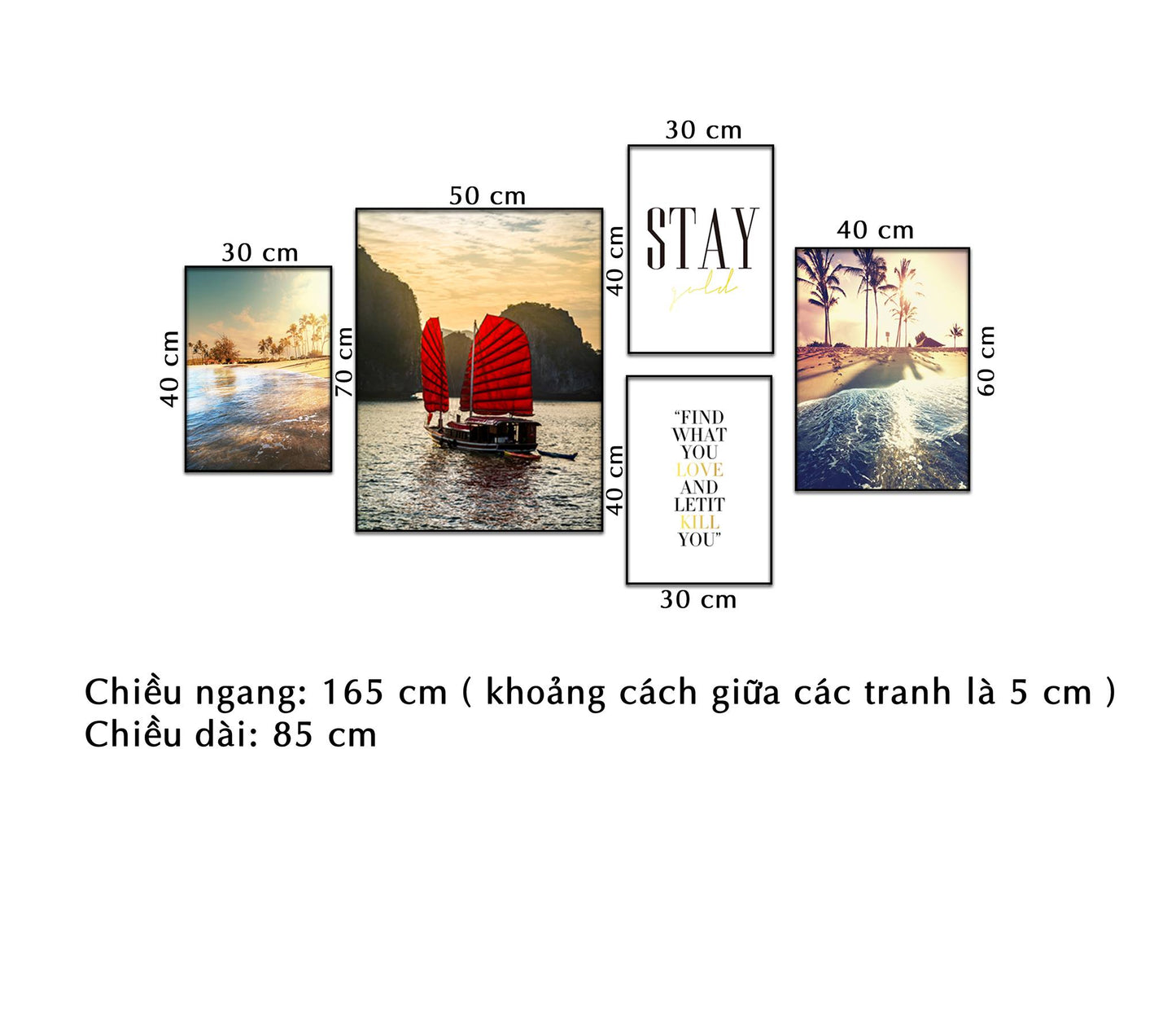 Bộ 5 Tranh Cánh Buồm Và Biển Khơi - NT261