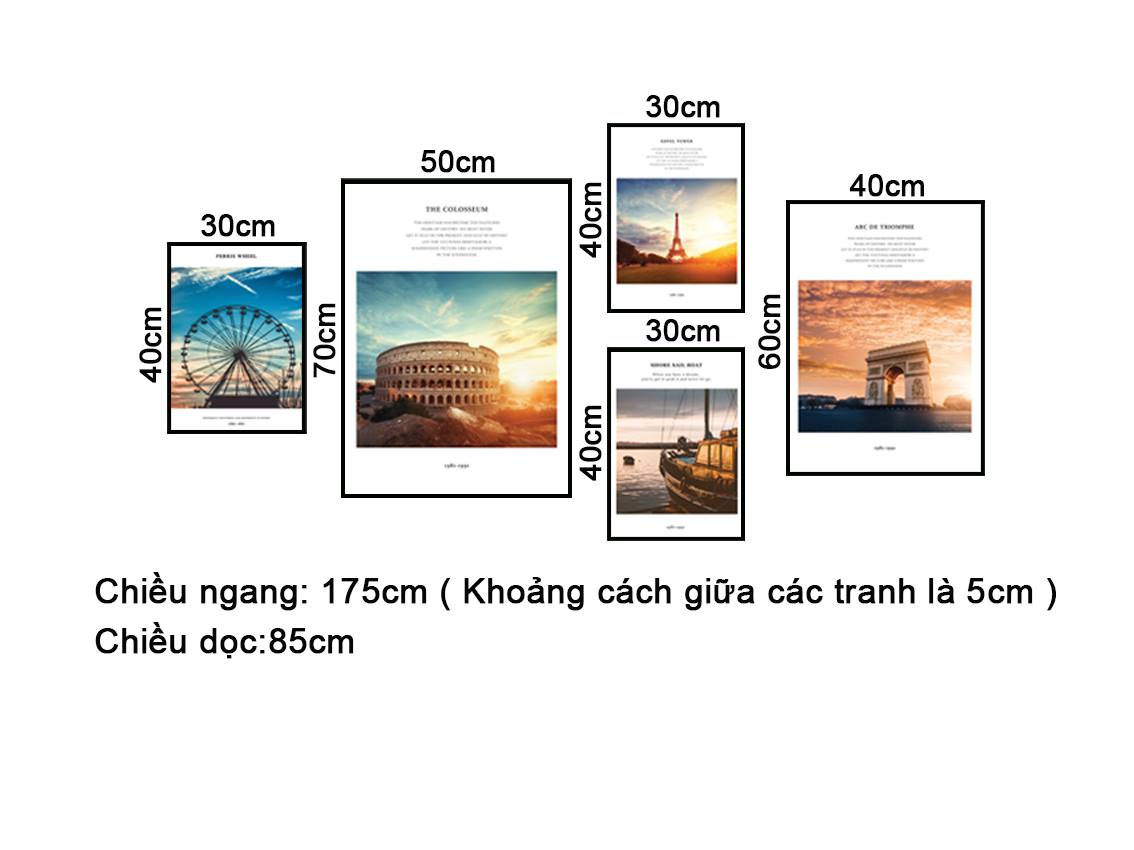 Bộ 5 Tranh Phong Cảnh Kỳ Quan Thế Giới - NT288