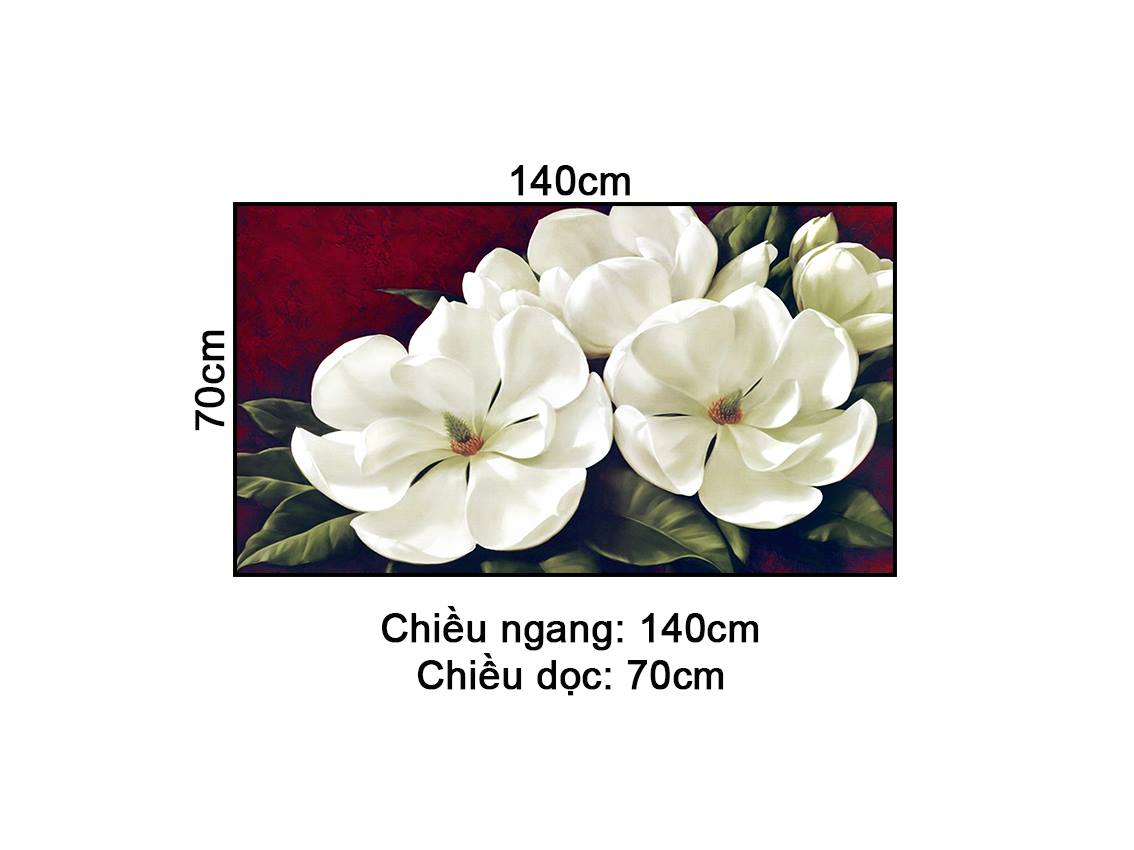 Tranh Cành Hoa Trắng Kiêu Sa Trên Nền Tối - NT369