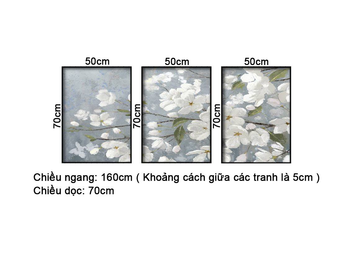 Bộ 3 Tranh Cánh Hoa Trắng Tinh Khôi - NT348