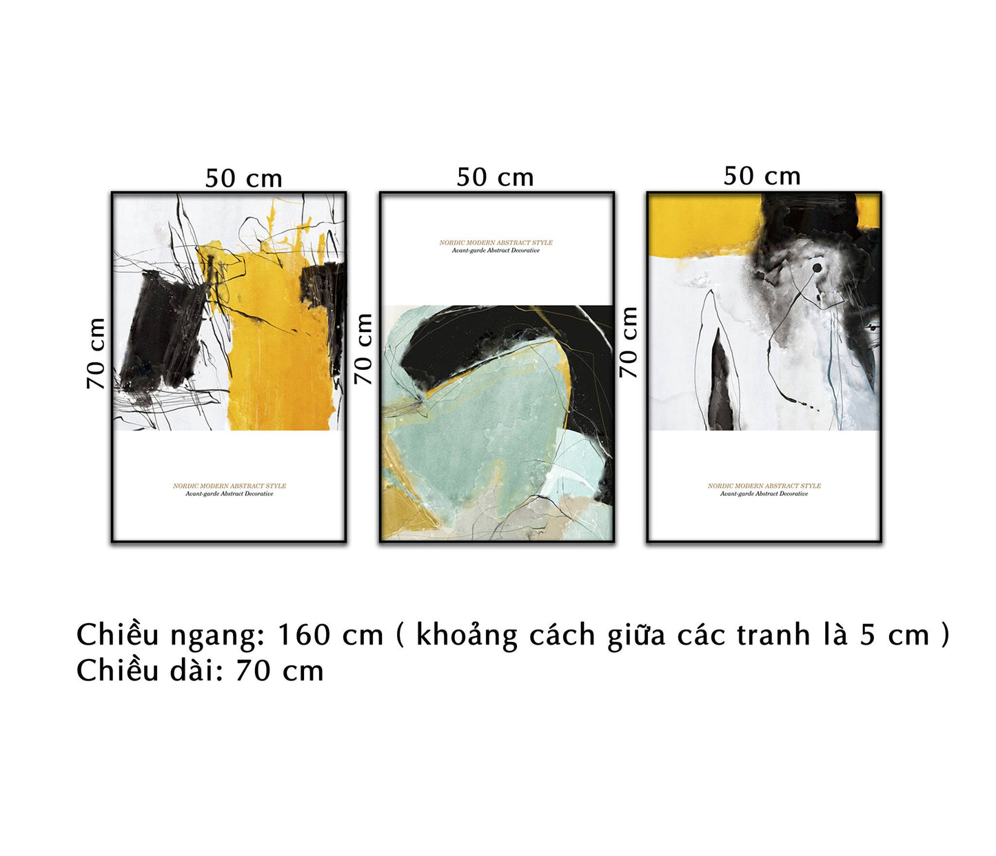 Bộ 3 Tranh Trừu Tượng Tam Sắc - NT306