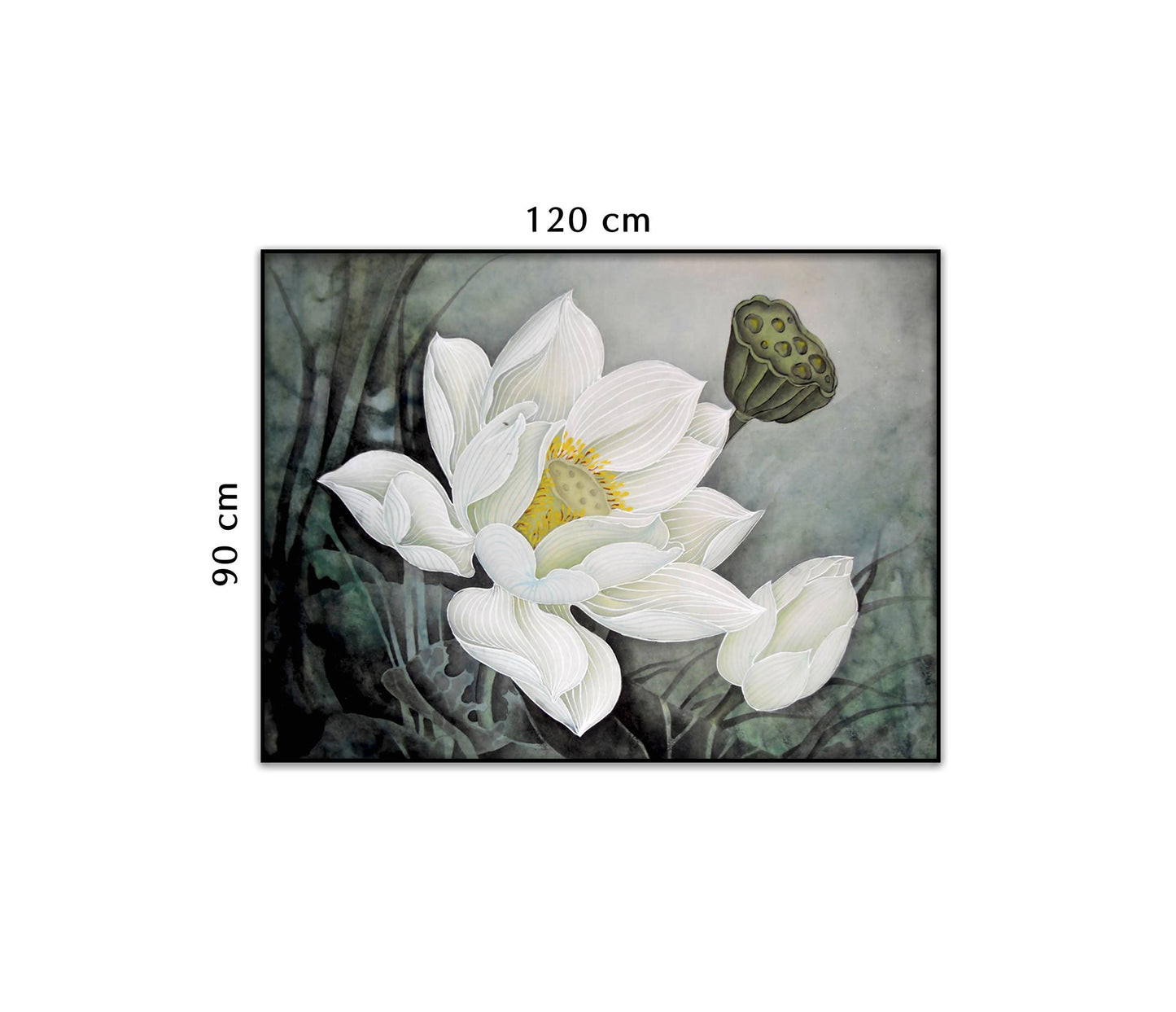 Tranh Cánh Sen Trắng Trên Nền Tối - NT281
