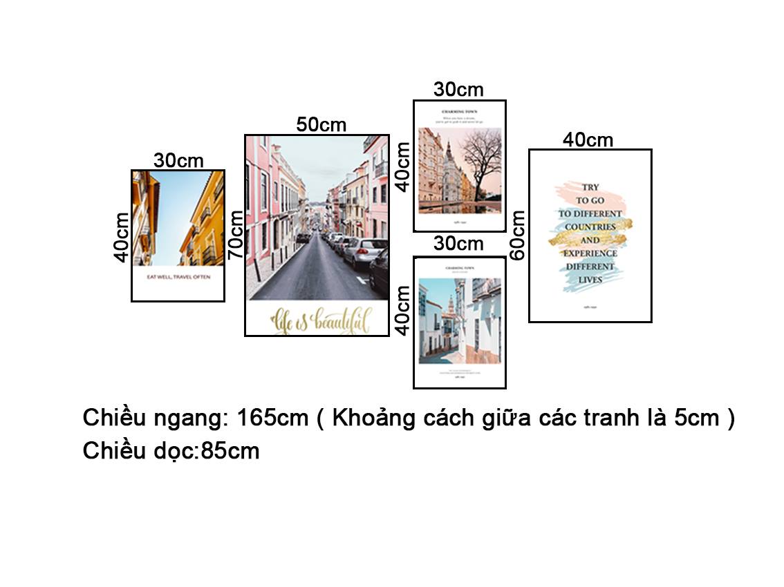 Bộ 5 Tranh Phong Cảnh Châu Âu - NT317
