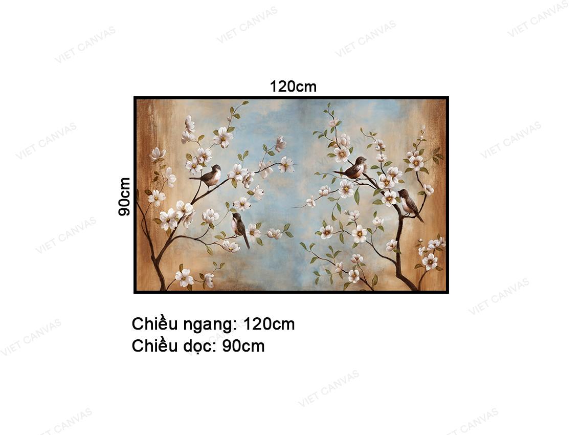 Tranh Chim Đậu Trên Cành Đào - NT440