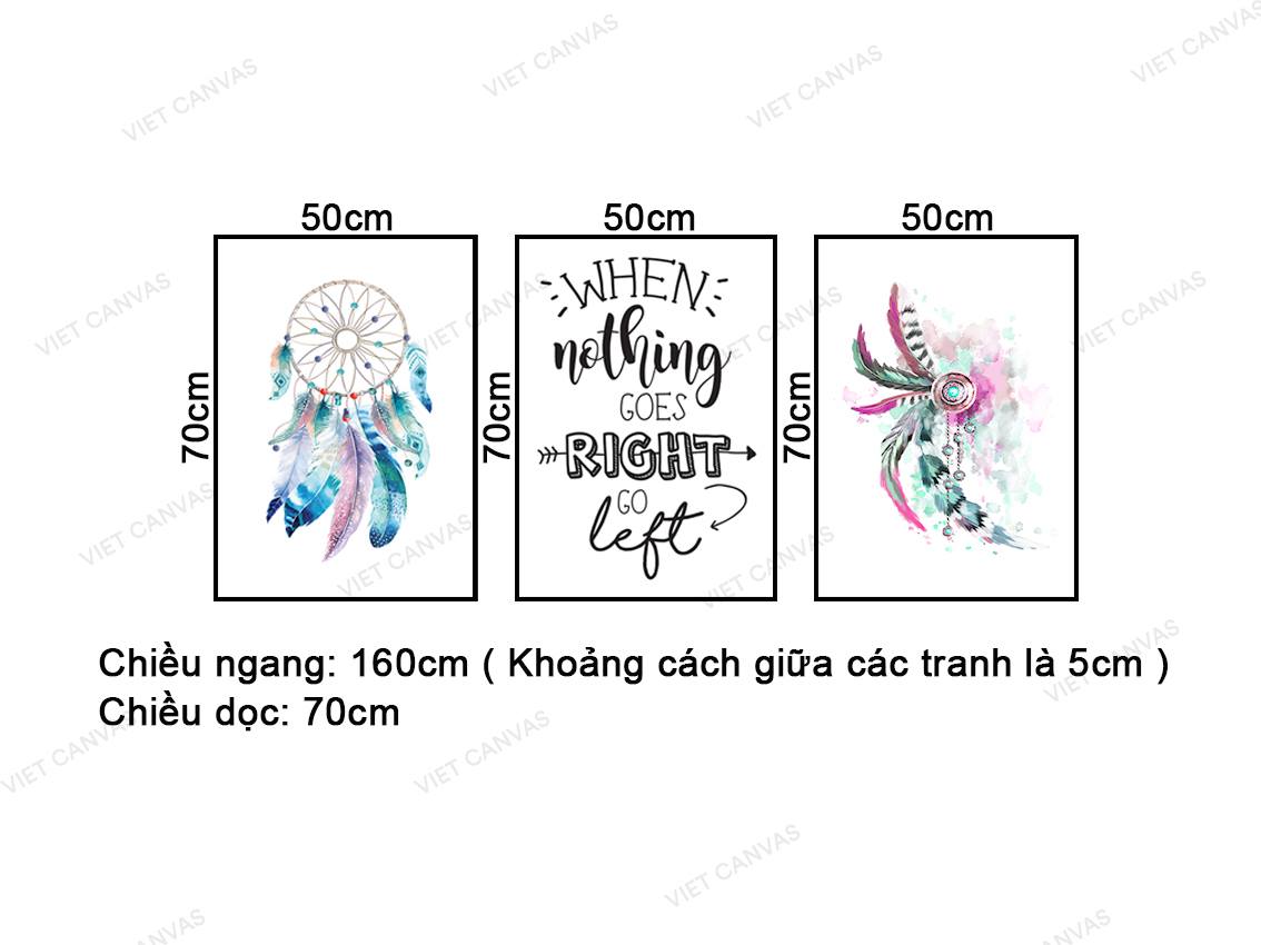 Bộ 3 Tranh Dream Catcher Và Quotes - NT409
