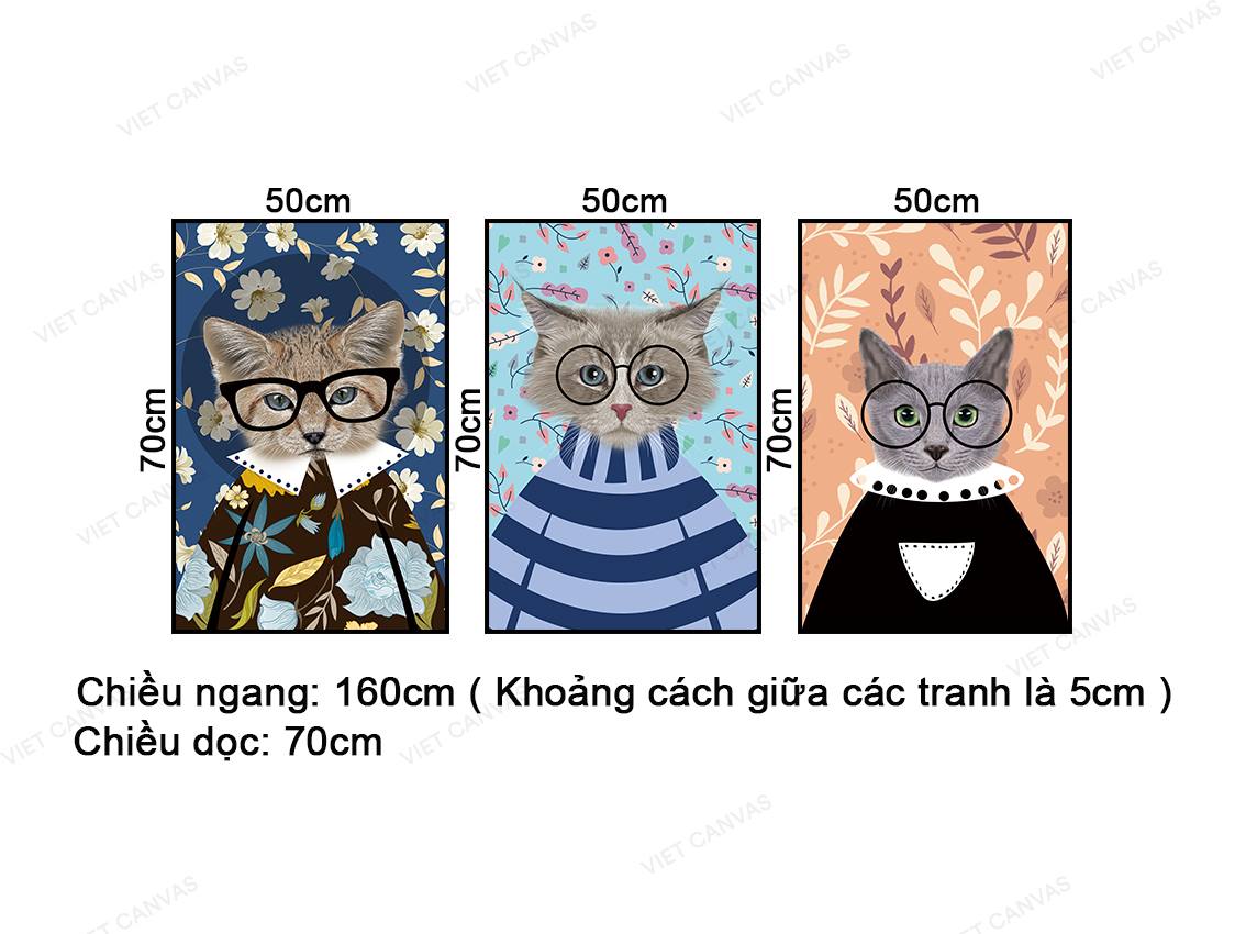 Bộ 3 Tranh Gia Đình Mèo Con - NT424
