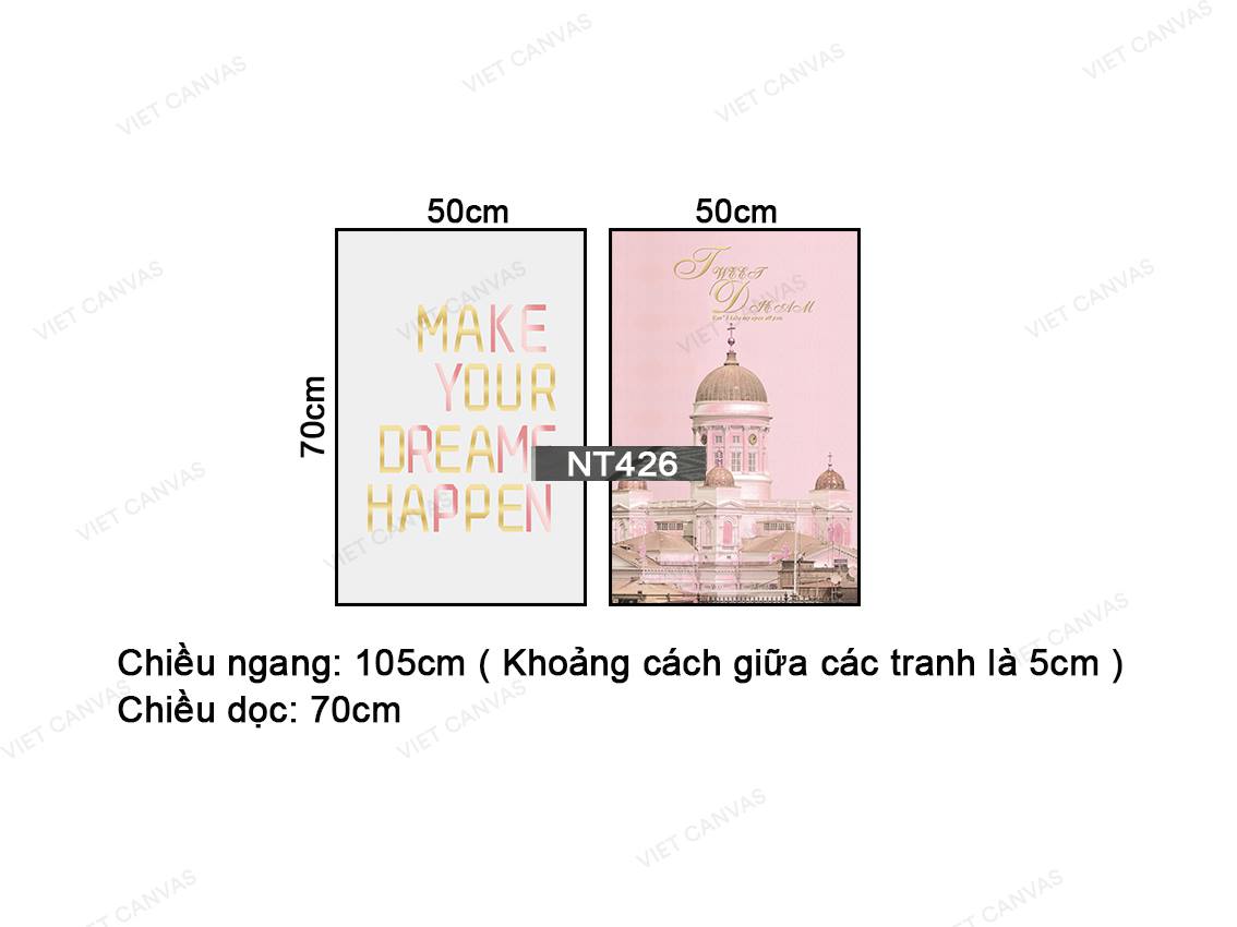 Bộ 2 Tranh Tòa Lâu Đài Và Quotes - NT426