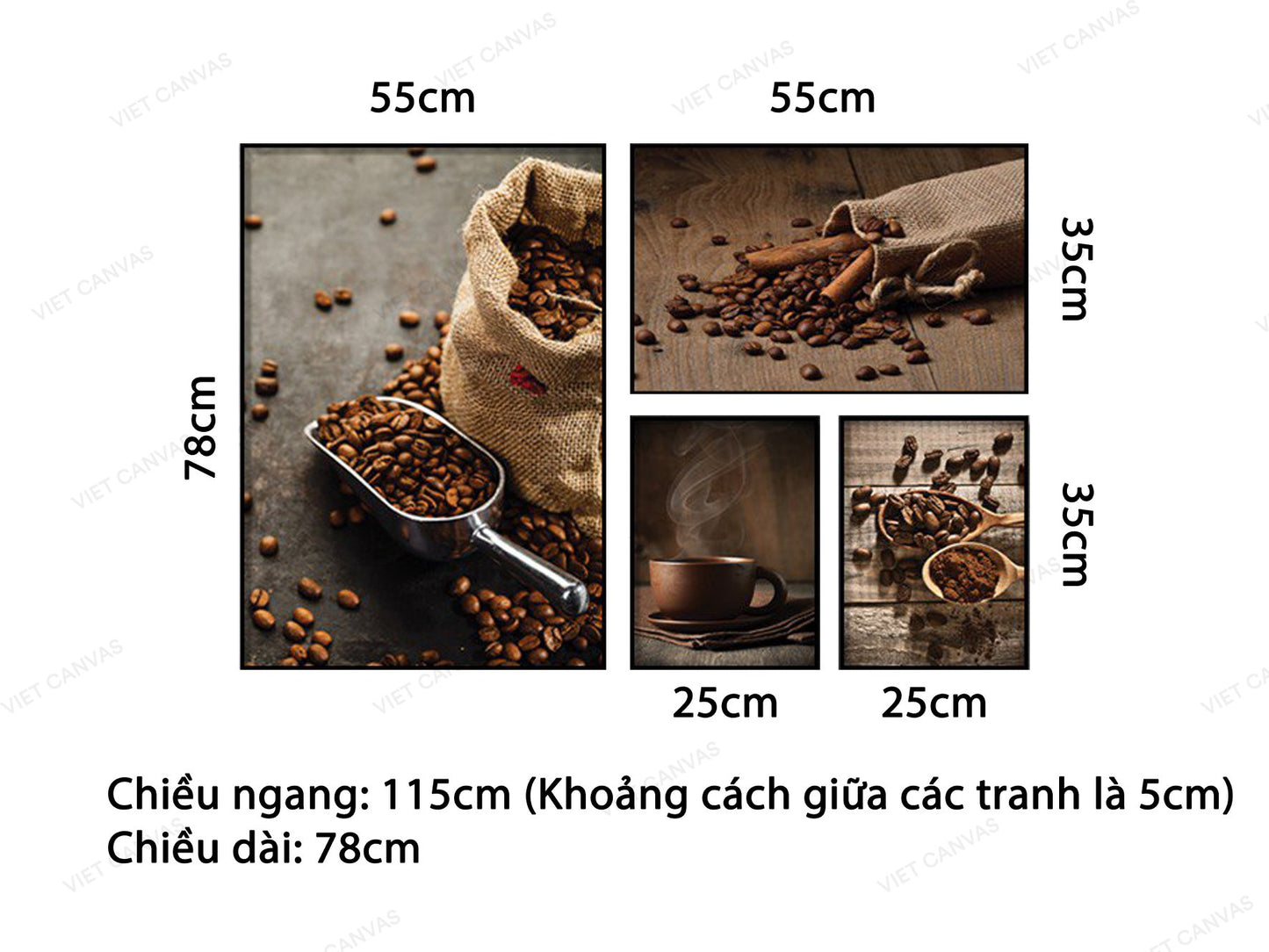 Bộ 4 Tranh Cafe Rang - NT407