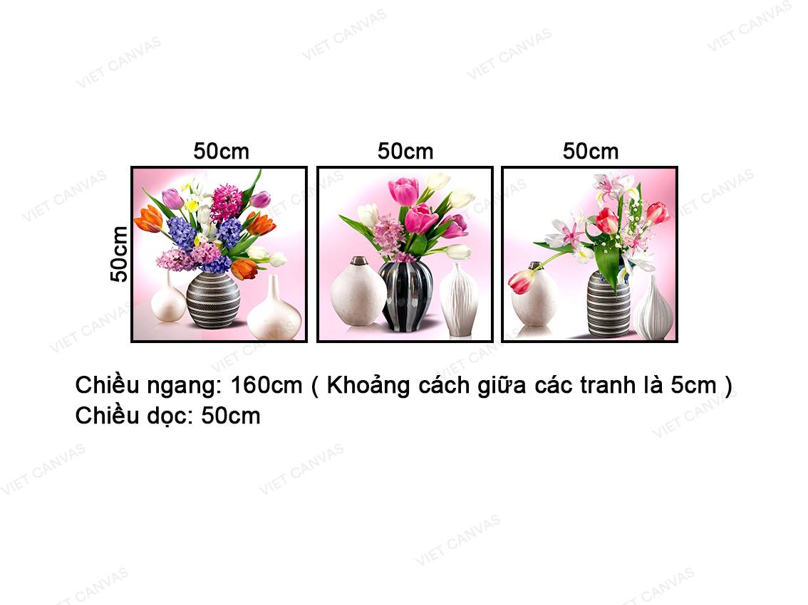 Bộ 3 Tranh Bình Hoa Rực Rỡ - NT430