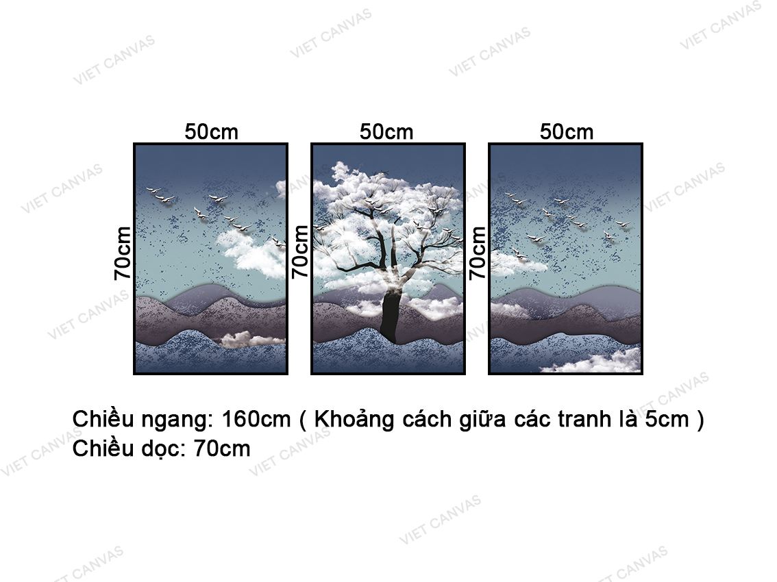 Bộ 3 Tranh Cây Giữa Núi Đồi - NT450