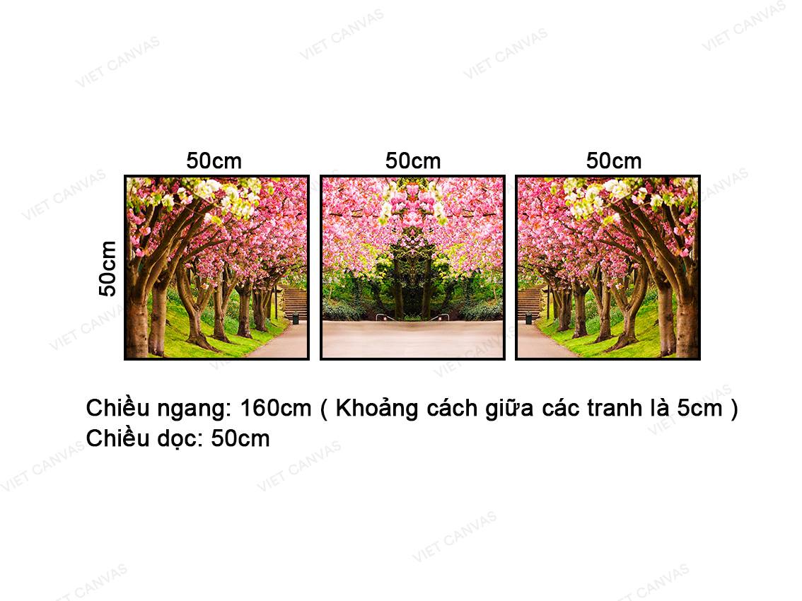Bộ 3 Tranh Rừng Cây Lá Hồng - NT441