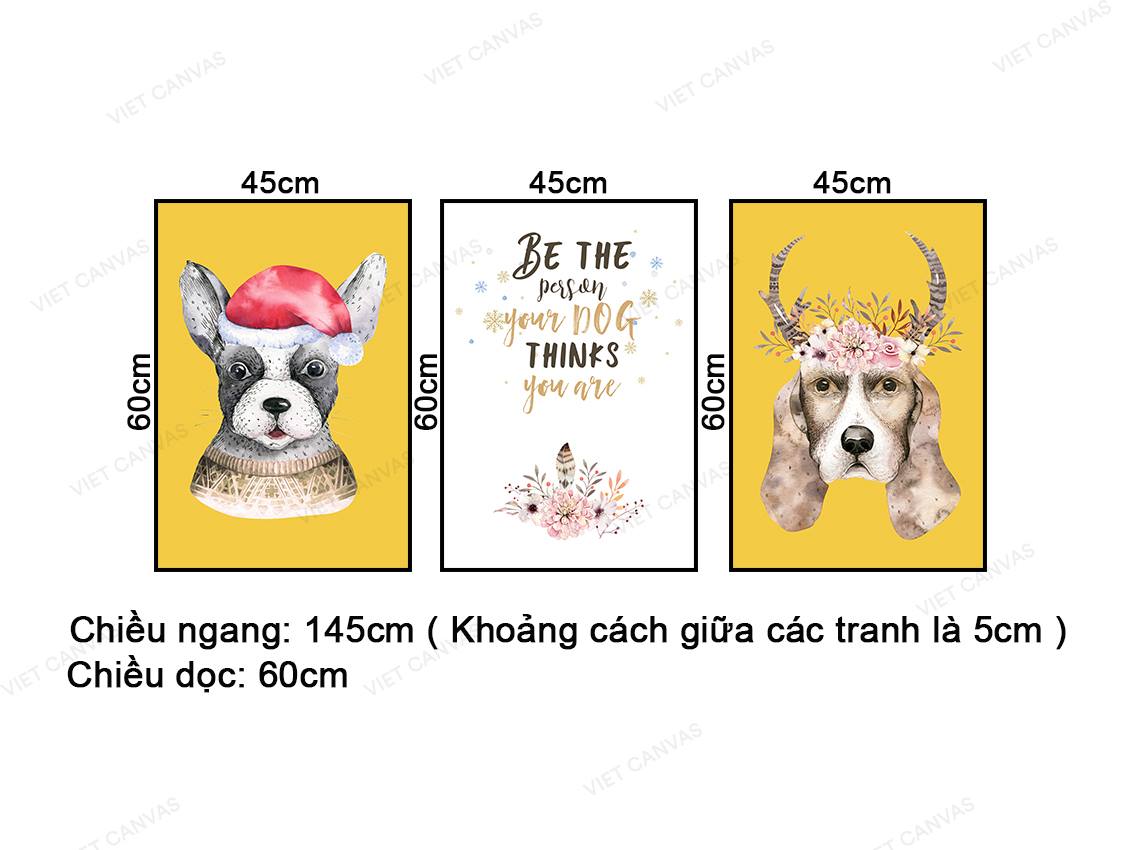 Bộ 3 Tranh Những Chú Chó Đáng Yêu Và Quotes - NT423