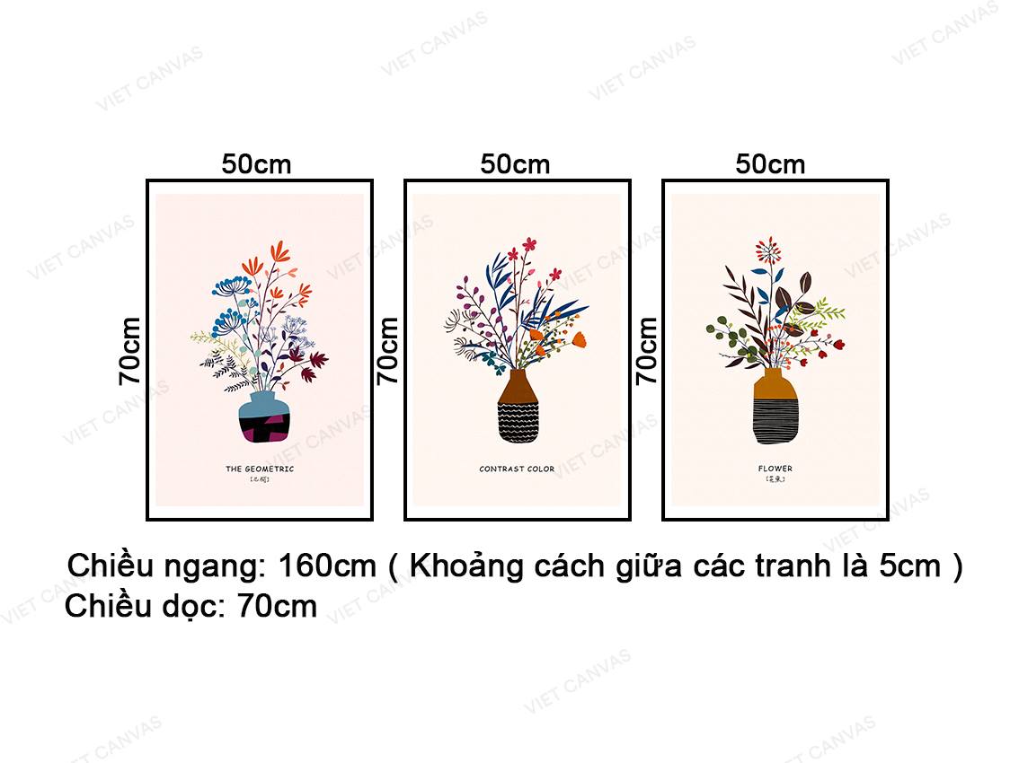Bộ 3 Tranh Lọ Hoa Đơn Giản - NT422