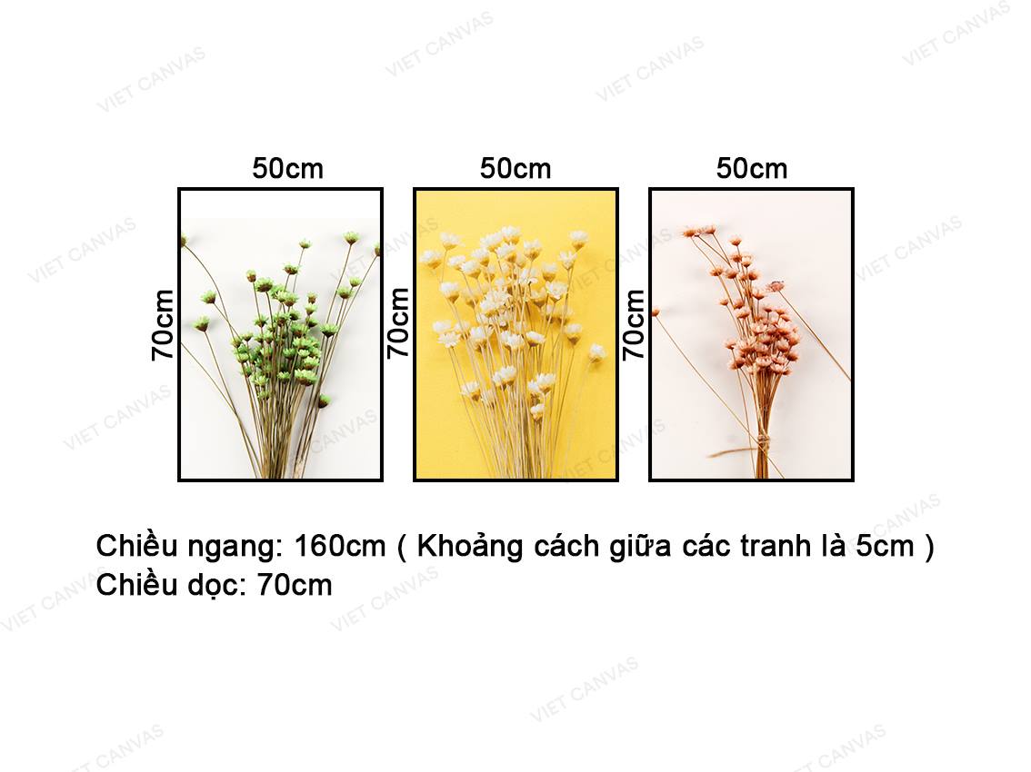 Bộ 3 Tranh Bông Hoa Khô - NT457