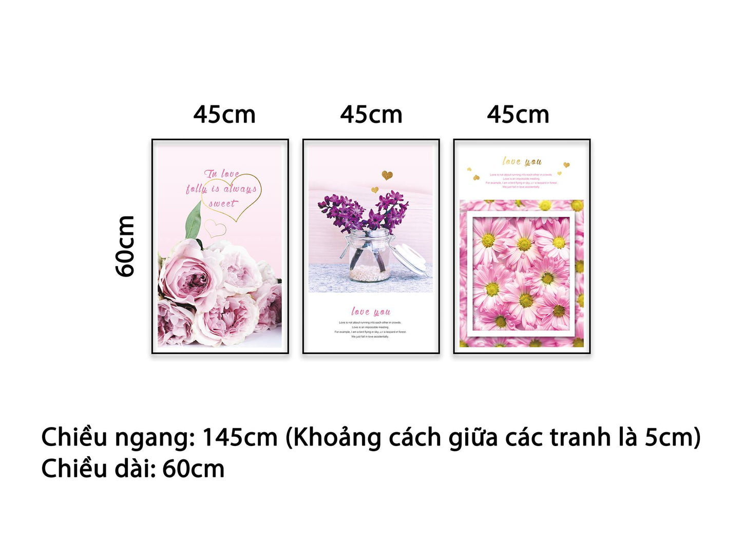 Bộ 3 Tranh Đóa Hoa Xinh - NT461