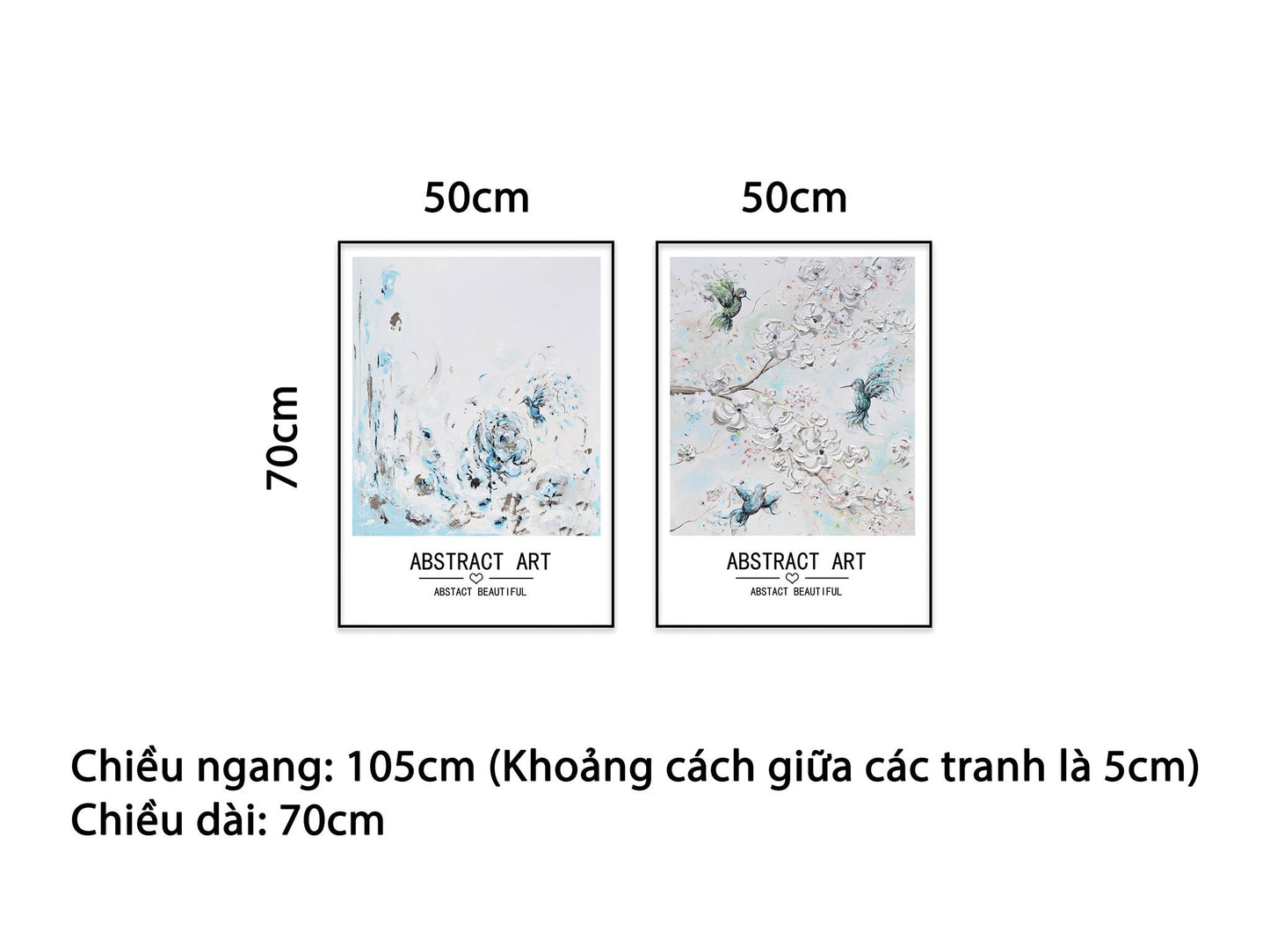 Bộ 2 Tranh Trừu Tượng Tông Trắng - NT484